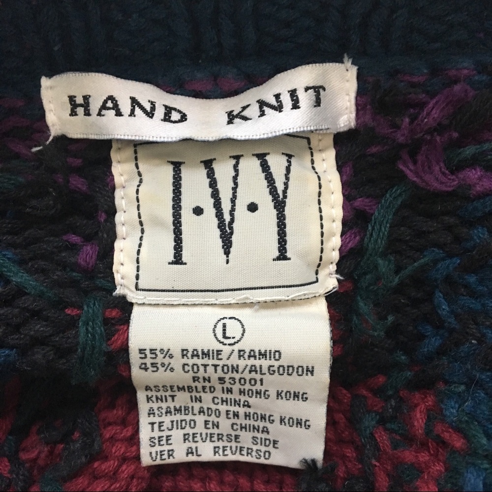 vintage hand knit multicolor sweater tunic dress - Picture 8 of 9